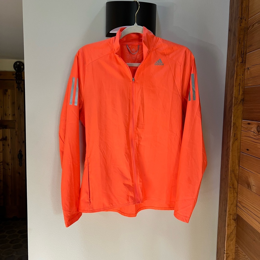Adidas Vibrant Orange Windbreaker with Reflective Stripes
